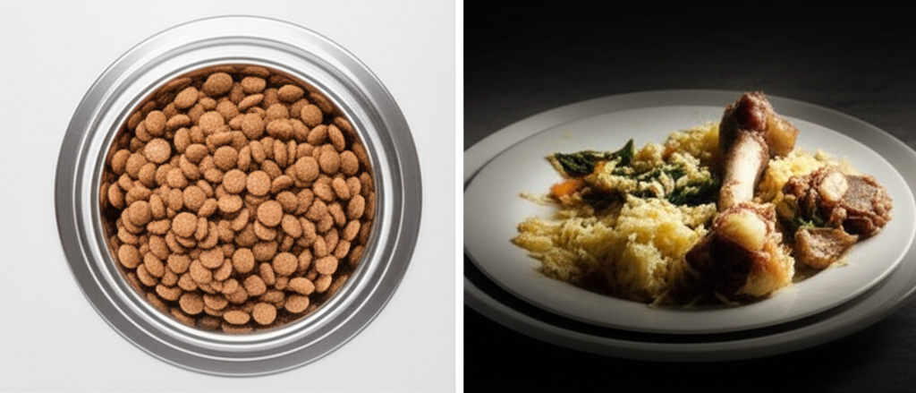 别再用剩菜剩饭喂狗了！狗粮和剩饭的差距，一个“续命”一个“催命”，兽医不会告诉你！