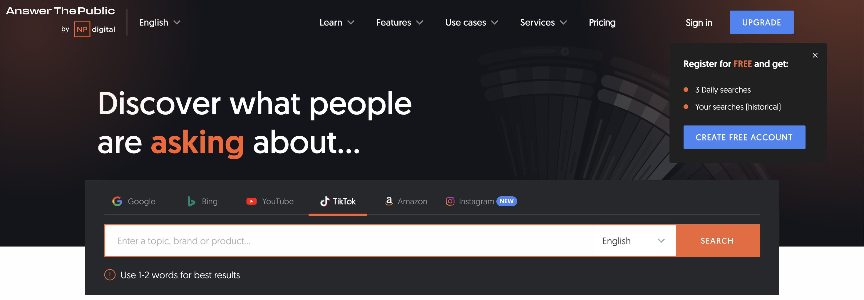 Ubersuggest 获取更多关键字提示和数据并回答公众